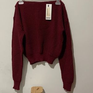 Boohoo off-shoulder red sweater NWT